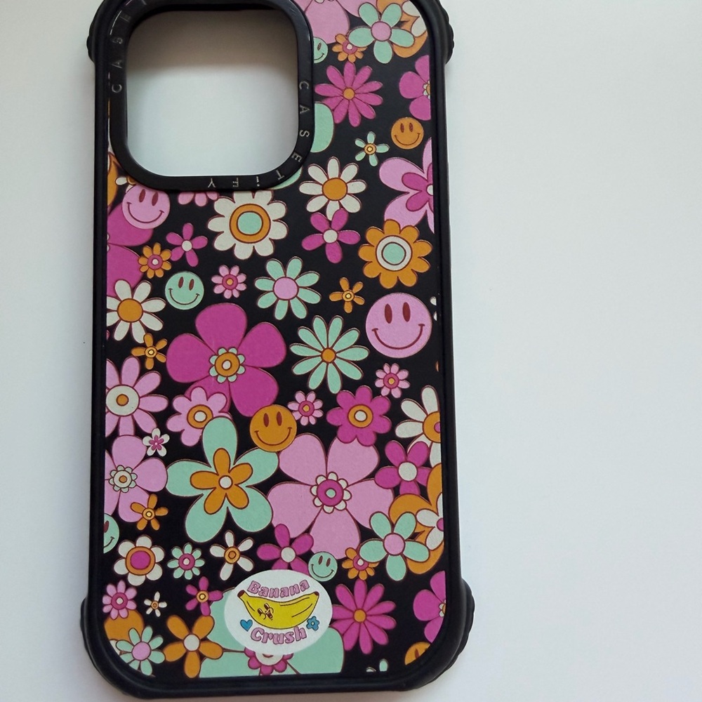 Casetify Floral Smiley Phone Case - Black and Multicolor